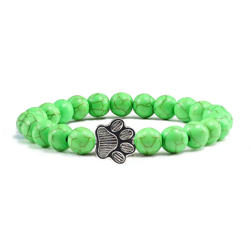 Armbånd med pote og natursteinsperler