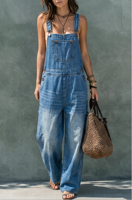 Harper | Denim Jumpsuit med Elastisk Midje