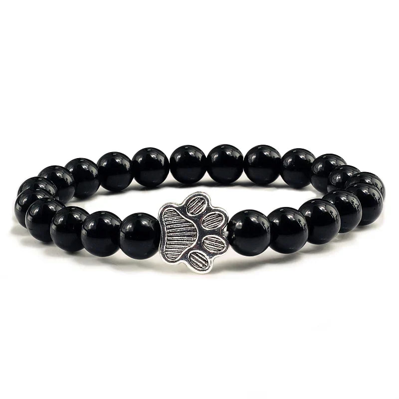 Armbånd med pote og natursteinsperler