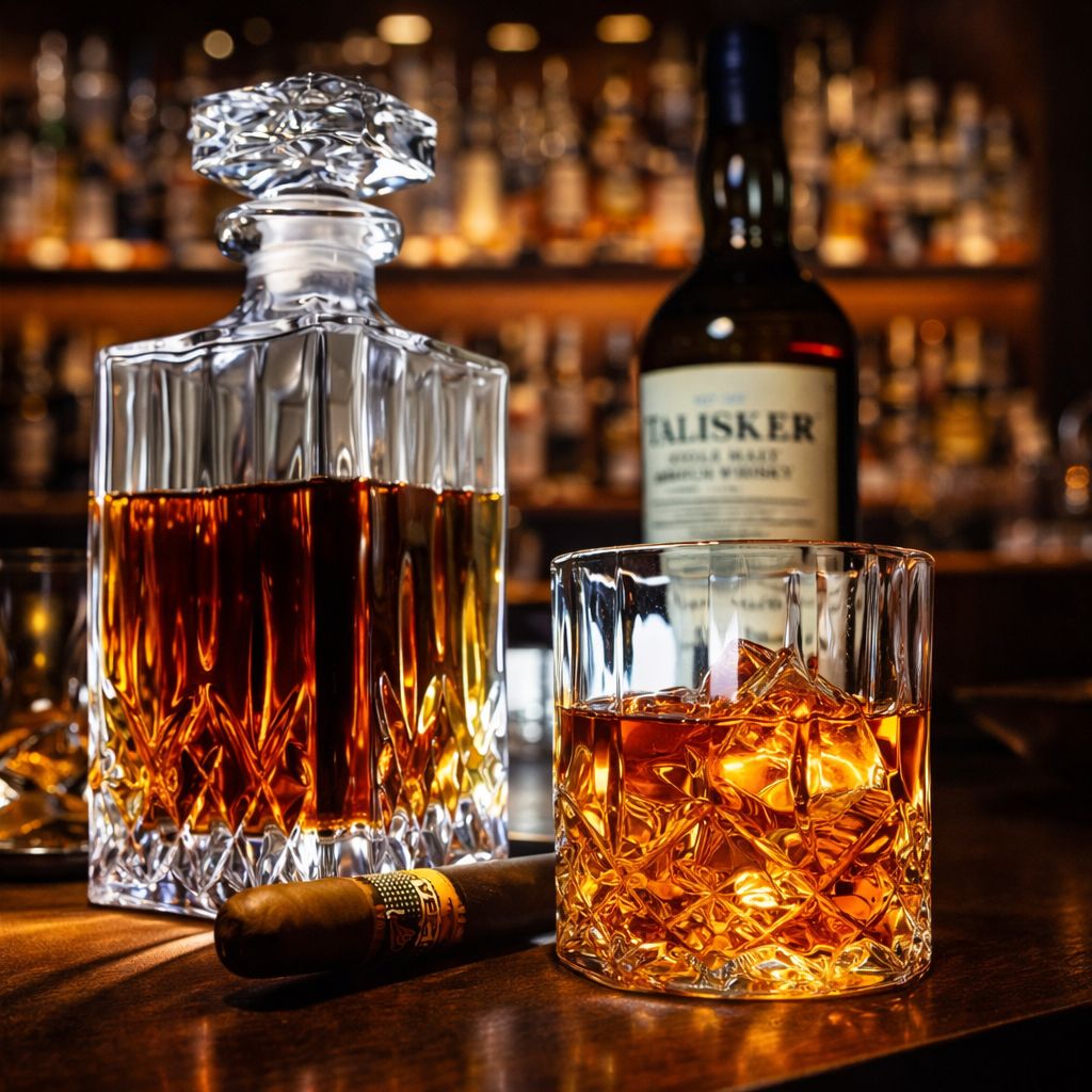 Whiskyflaske - Sett med flaske og glass