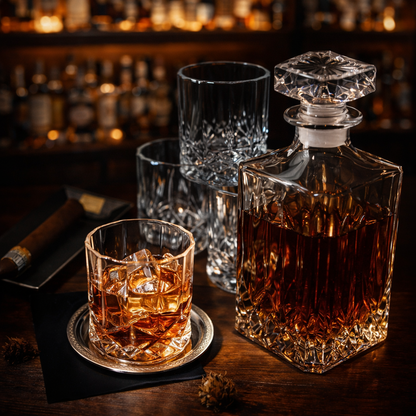 Whiskyflaske - Sett med flaske og glass