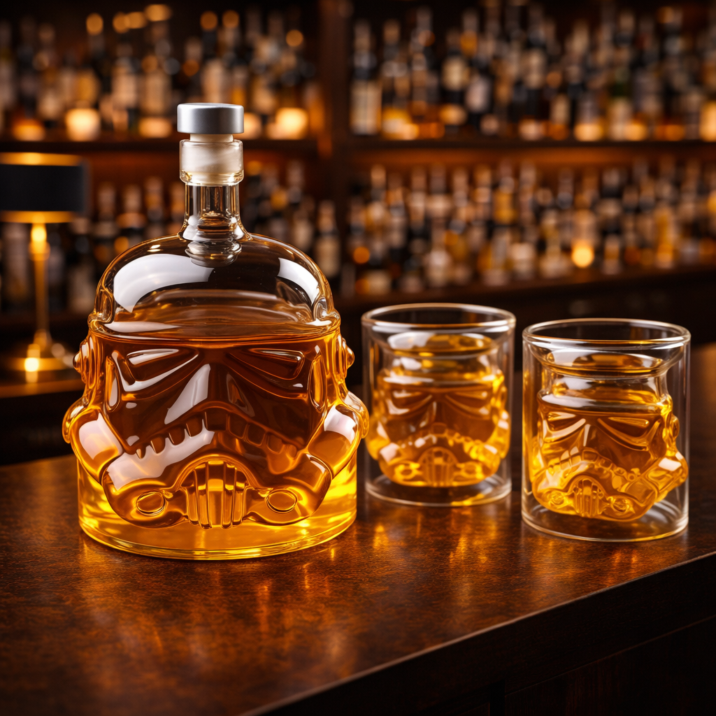 Whiskyflaske - Sett med Flaske og Glass