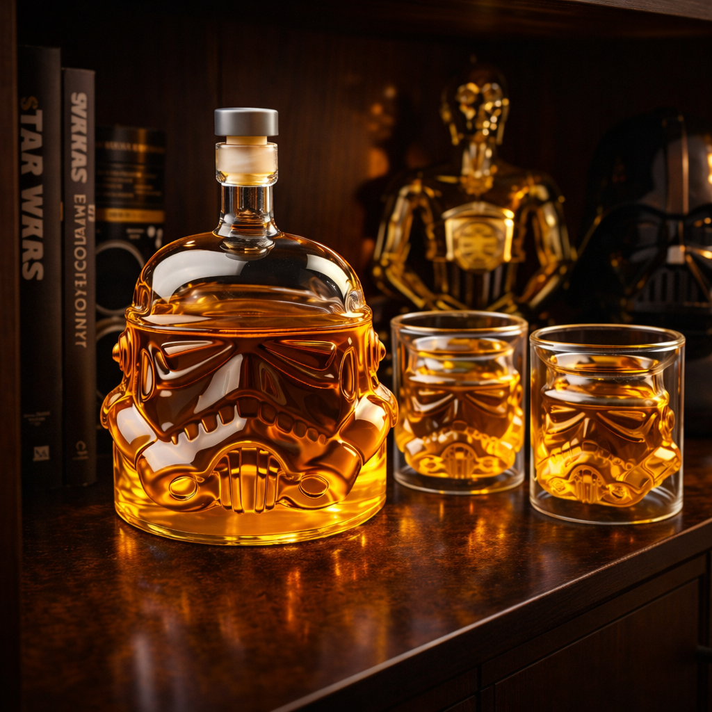 Whisky Flaske - Sett Flaske og Glass Utgave
