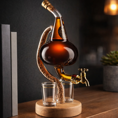 Whiskeyflaske - Alambique-utgave med trebase