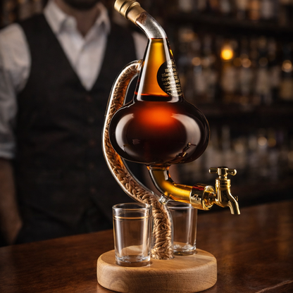 Whiskeyflaske - Alambique-utgave med trebase