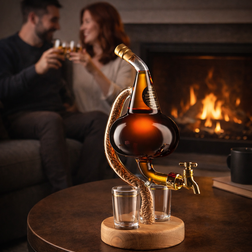 Whiskeyflaske - Alambique-utgave med trebase