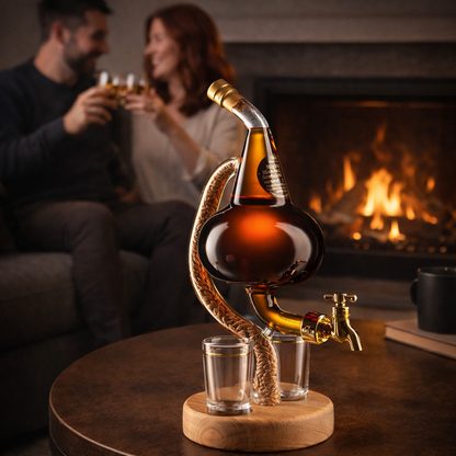 Whiskeyflaske - Alambique-utgave med trebase