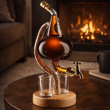 Whiskeyflaske - Alambique-utgave med trebase