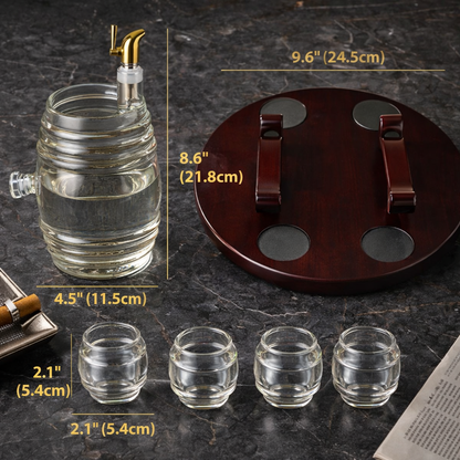 Whiskeyflaske - Fatsettutgave med glass