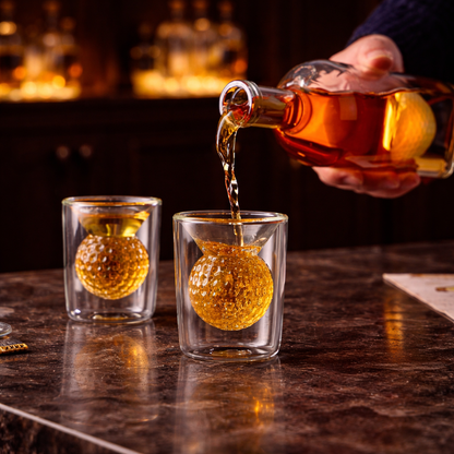 Whiskeyflaske - Golfsettutgave med Glass