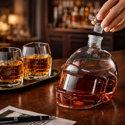 Whiskeyflaske - Rugby Set Utgave med Glass