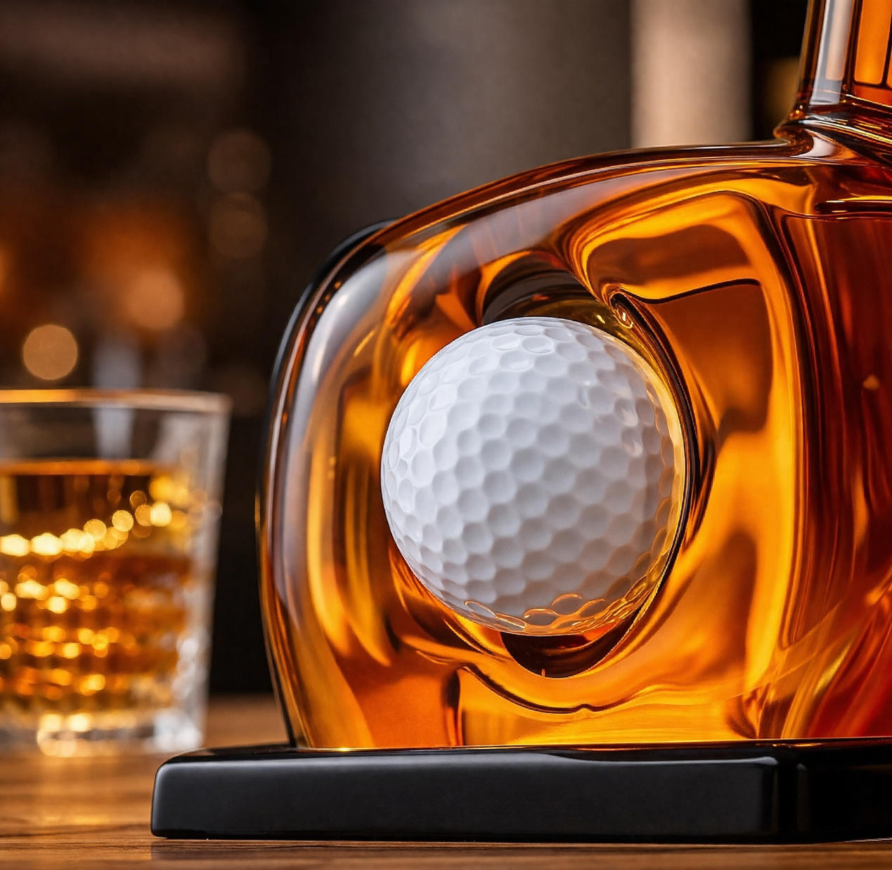 Whiskyflaske - Golfklubbsett-utgave med glass