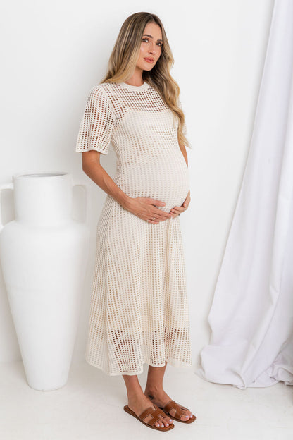 ESSENSIELL - Airlie Heklet Maxi Kjole - Naturlig