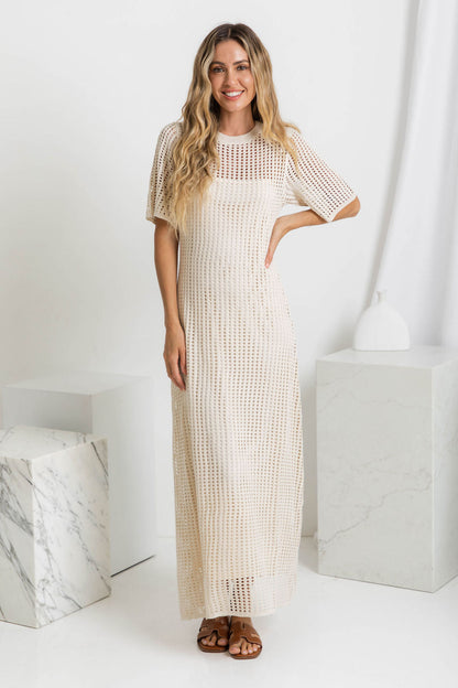ESSENSIELL - Airlie Heklet Maxi Kjole - Naturlig