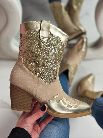 Glitrende Gull Cowboy Boots