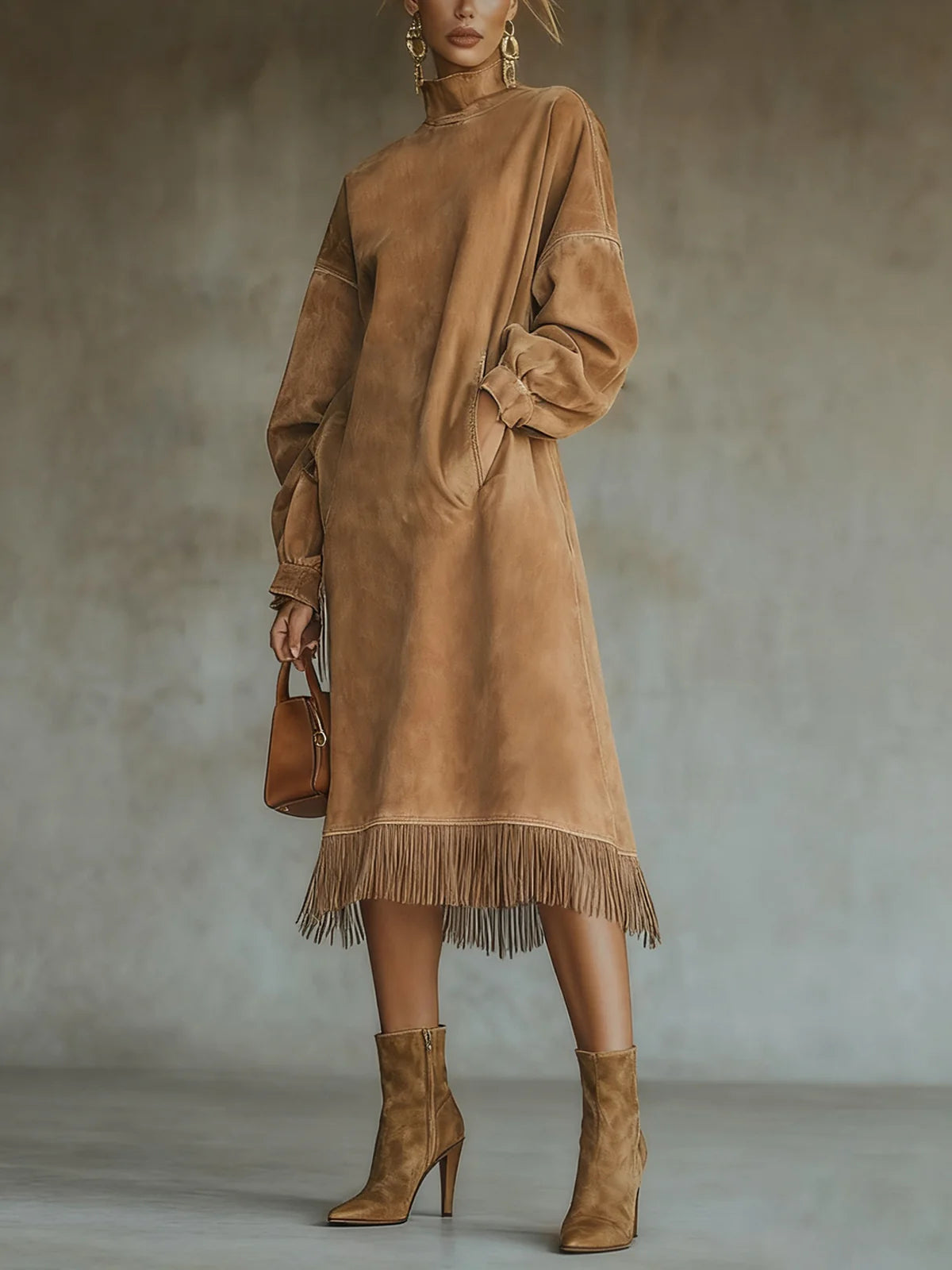 Aurora | Suede kjole med frynser