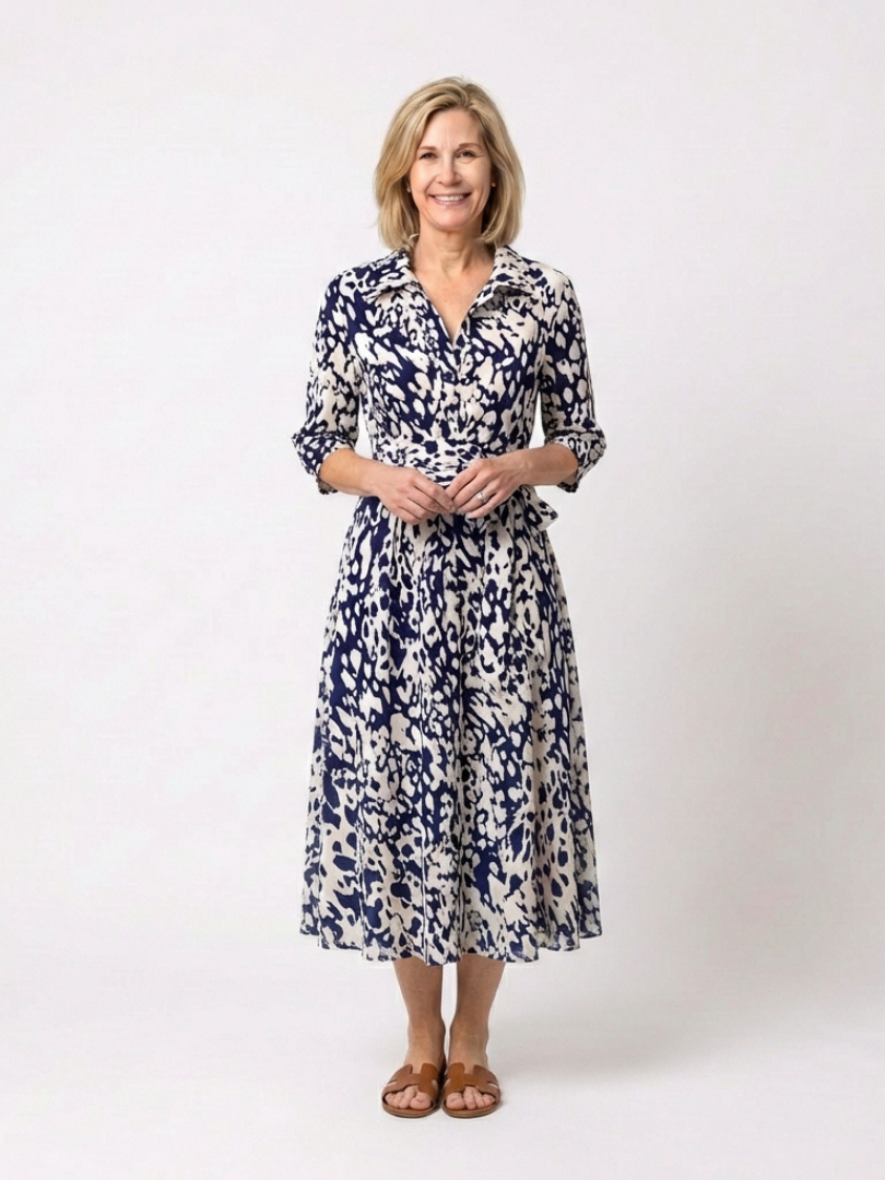Oriana | Krage med lange ermer og midilengde kjole