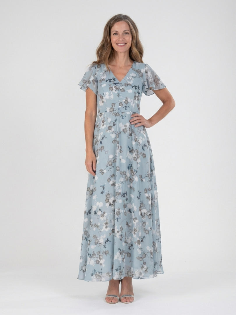 Ismeria | Blomstrete Chiffon Maxi Kjole