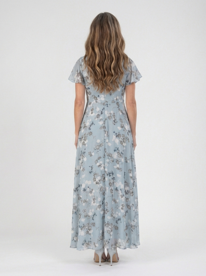 Ismeria | Floral Chiffon Maxi Kjole