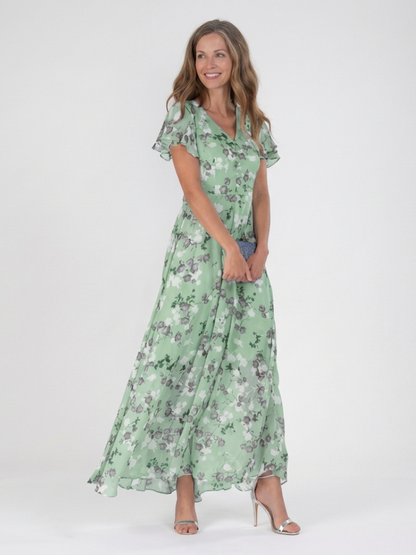 Ismeria | Blomstrete Chiffon Maxi Kjole