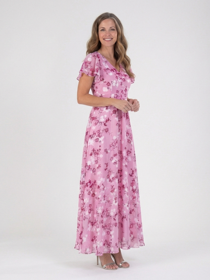 Ismeria | Blomstrete Chiffon Maxi Kjole