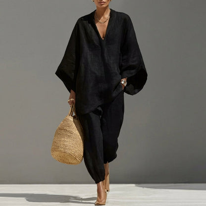 Marina | Komplett Casual i To Deler med V-hals for Kvinne