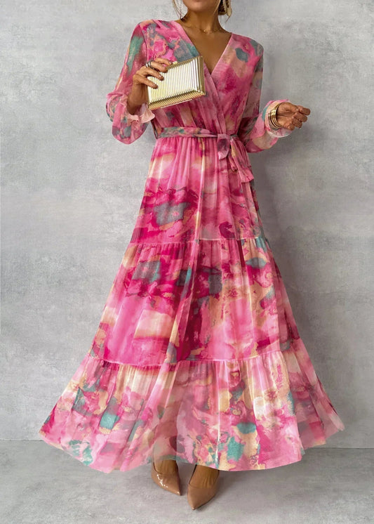 ZOEY | Livlig Blomster Wrap Kjole med Flatterende Lagdelt Silhuett