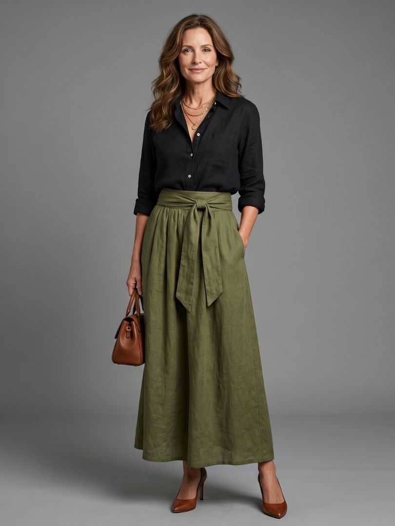 Vera | Bluse & Midi Skjørt Sett