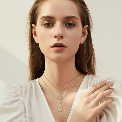 Elegant Pave Bokstav Initial Halssmykke Sett
