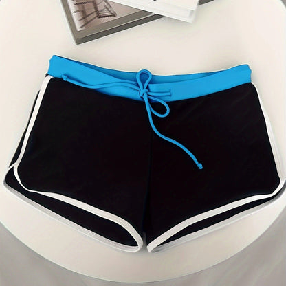 | Svart Badshorts med Havblå Detaljer