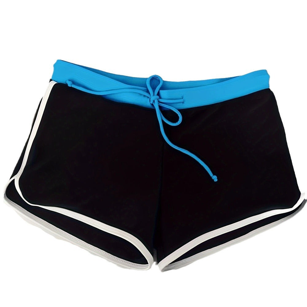 | Svart Badshorts med Havblå Detaljer