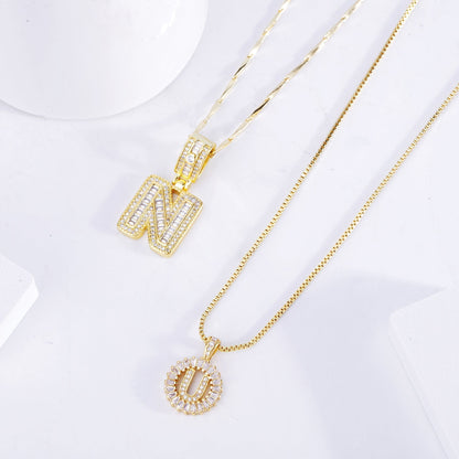 Elegant Pave Bokstav Initial Halssmykke Sett