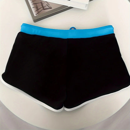 | Svart Badshorts med Havblå Detaljer