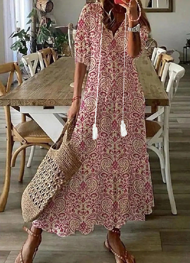 Amalia | Boho Vintage Sommer Maxi Kjole