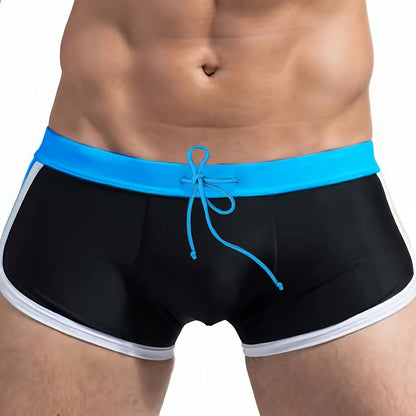 | Svart Badshorts med Havblå Detaljer