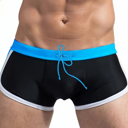 | Svart Badshorts med Havblå Detaljer