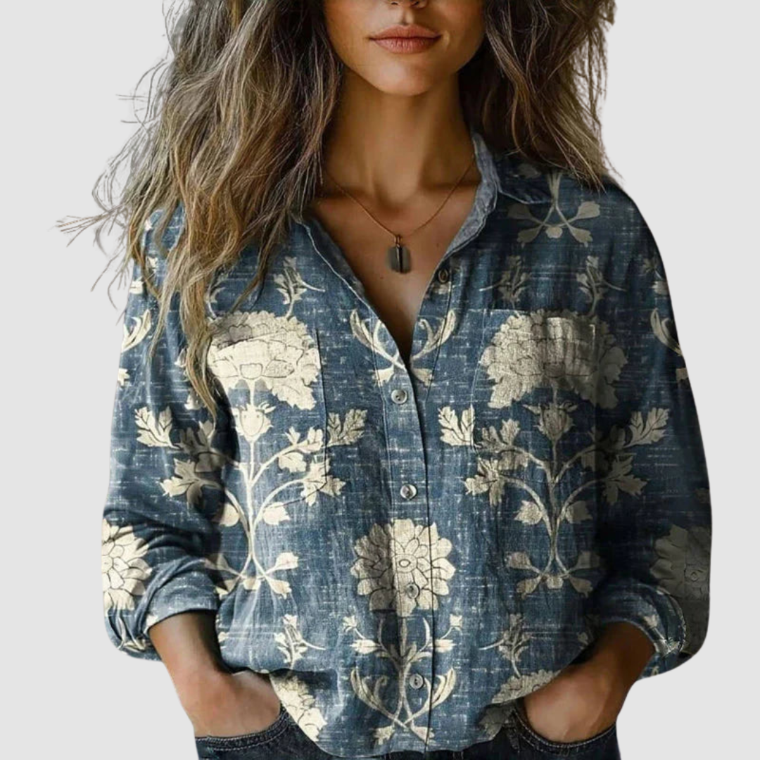 Morena | Vintage Trykt Bluse