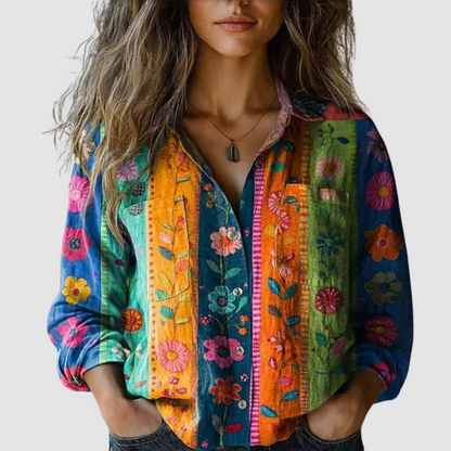 Morena | Vintage Trykt Bluse