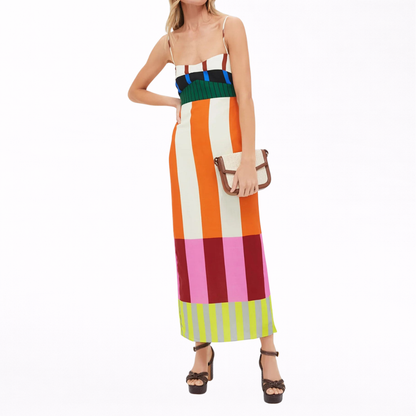 Paloma | Maxi Kjole Fargerik med Striper