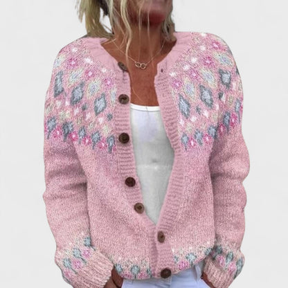 Lianne Rosa Petalo – Chic strikket cardigan med romslig passform