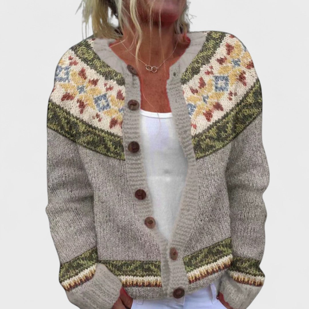 Lianne Verde Bosco – Chic oversized strikket cardigan