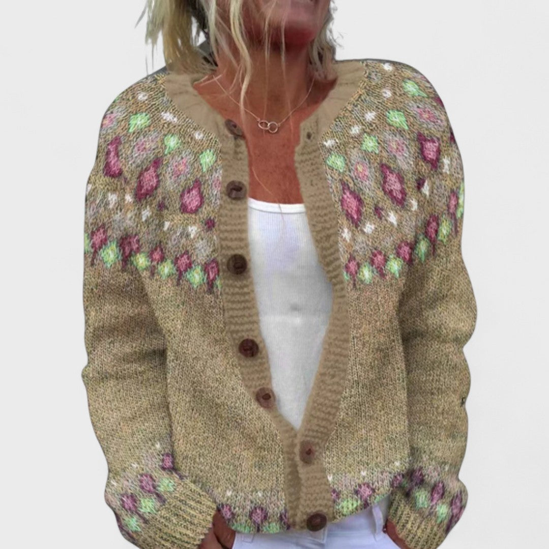 Lianne Rosa Petalo – Chic strikket cardigan med romslig passform