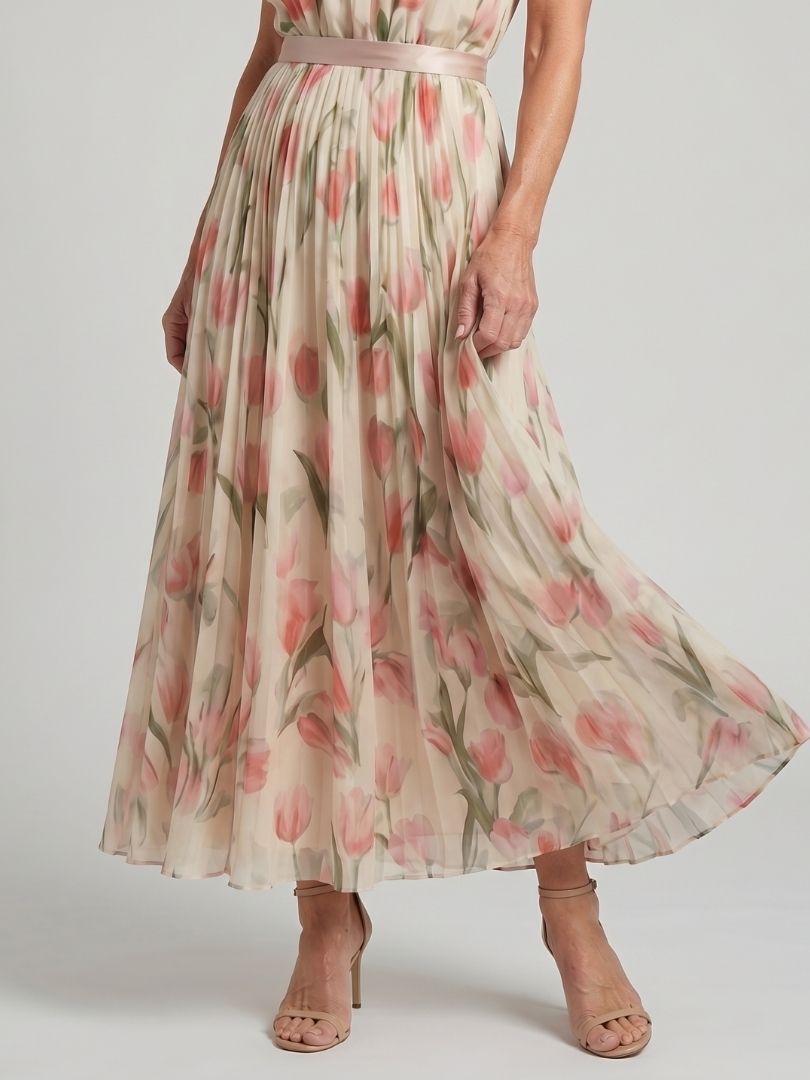 Aurelle | Halterneck Blomstre Midi Kjole