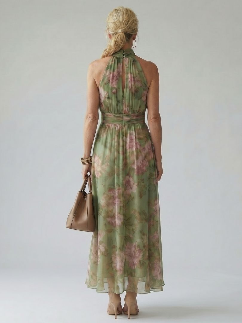 Mirelle | Samlet Halter Midi Kjole