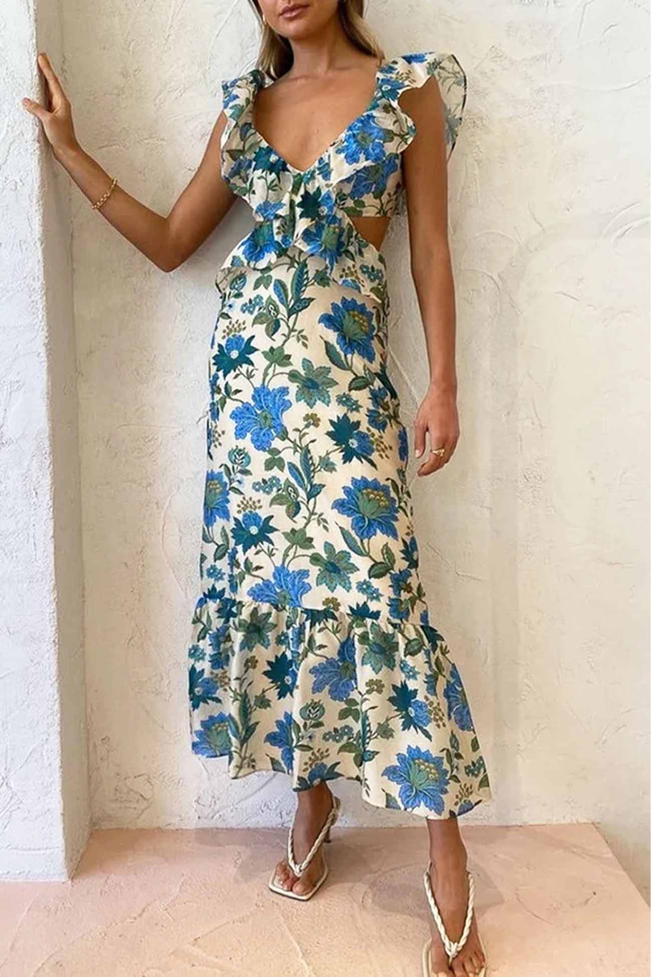 Yafit™ | Blomstrete Volangkjole