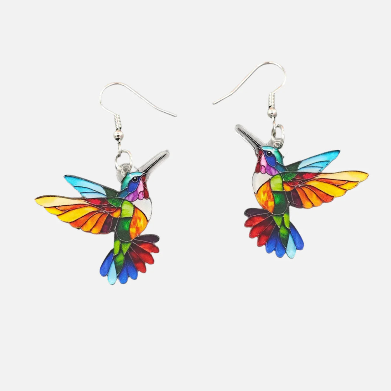 Kolibri Dangle Øredobber – Lys 2D Fugl Design