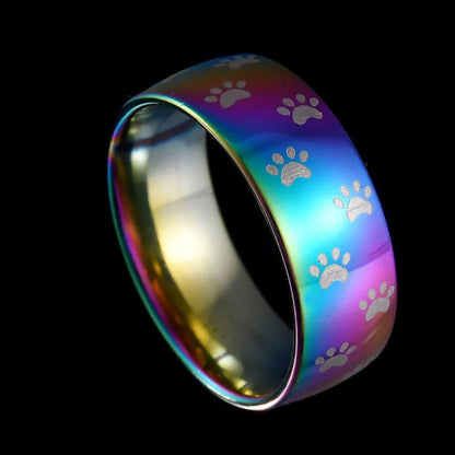 Regnbue-ring med pote-motiv