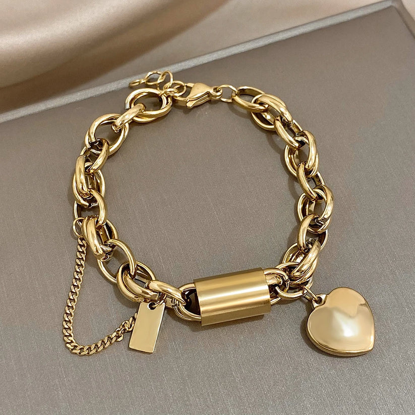 Elegant Hjerteformet Chunky Armbånd