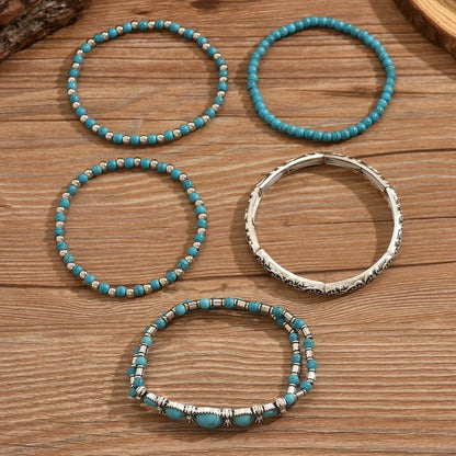 Bohemsk Turquoise Perlearmbånd Sett