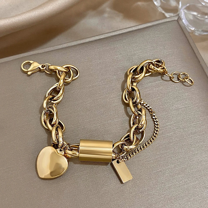 Elegant Hjerteformet Chunky Armbånd